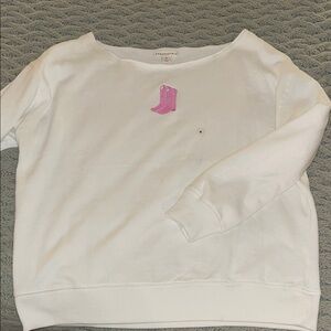 Aeropostale white Sweatshirt with Pink Boot Design